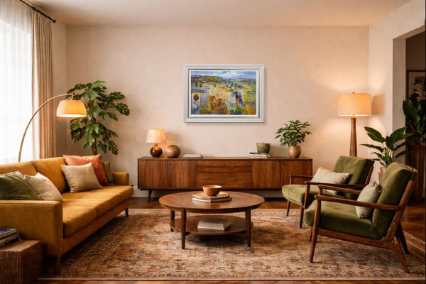 Treasured Landscape by Mario Malfer, original painting, in room
