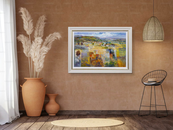 Treasured Landscape by Mario Malfer, original painting, in room