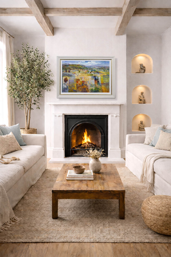 Treasured Landscape by Mario Malfer, original painting, in room