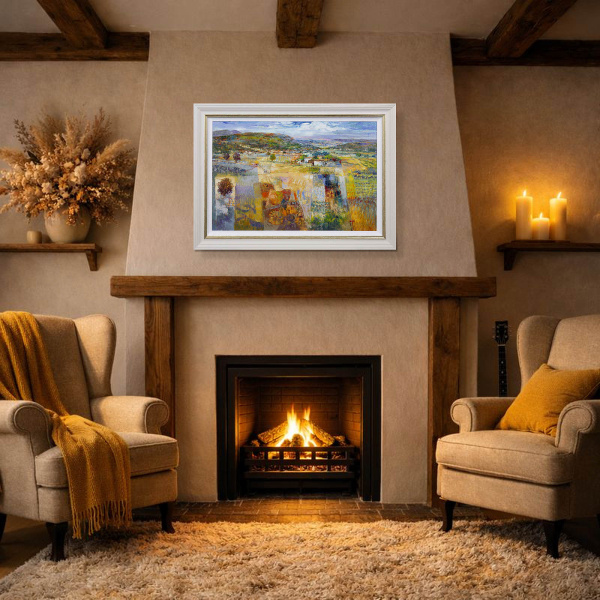 Treasured Landscape by Mario Malfer, original painting, in room