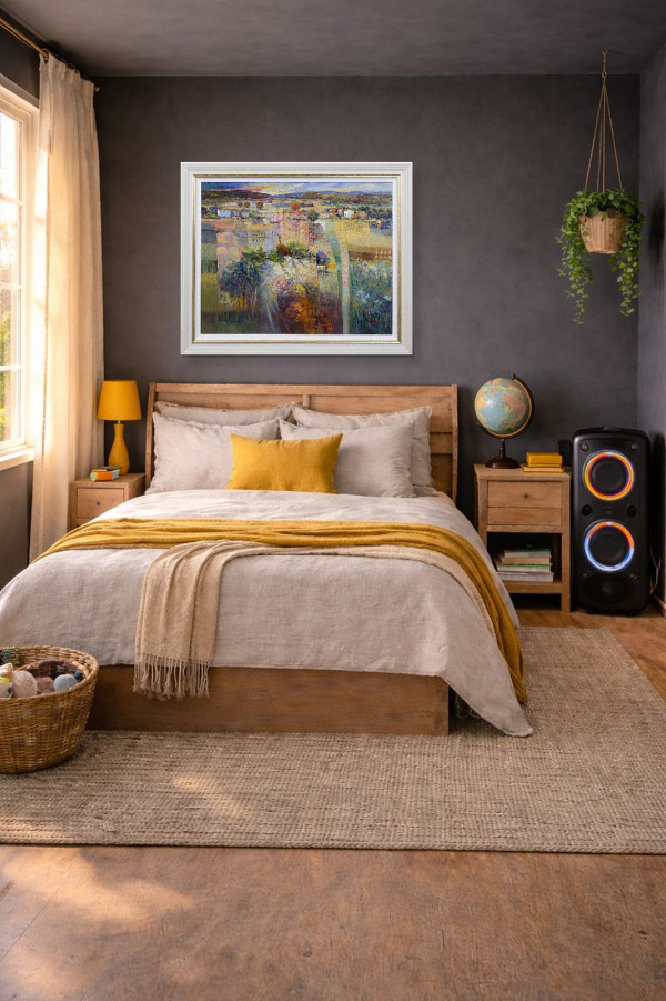 Dusk by Mario Malfer, original painting, in room