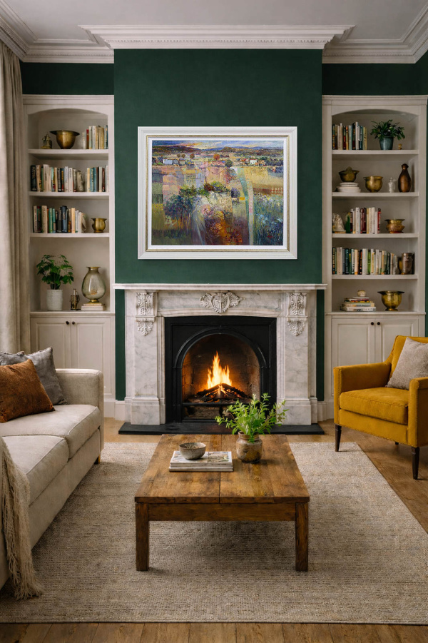 Dusk by Mario Malfer, original painting, in room