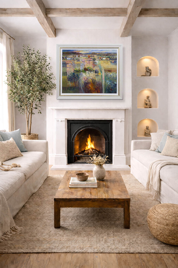 Dusk by Mario Malfer, original painting, in room