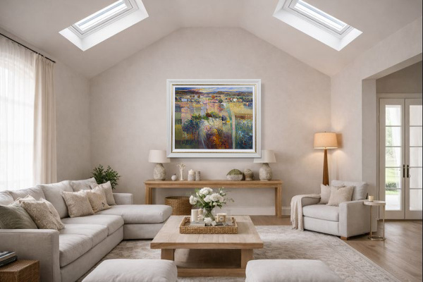 Dusk by Mario Malfer, original painting, in room