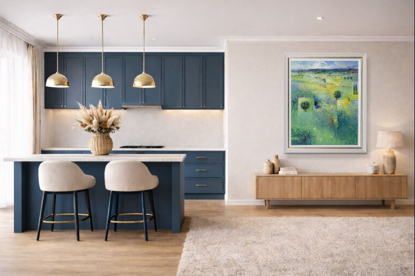 Nature’s Embrace by Mario Malfer, original painting, in room