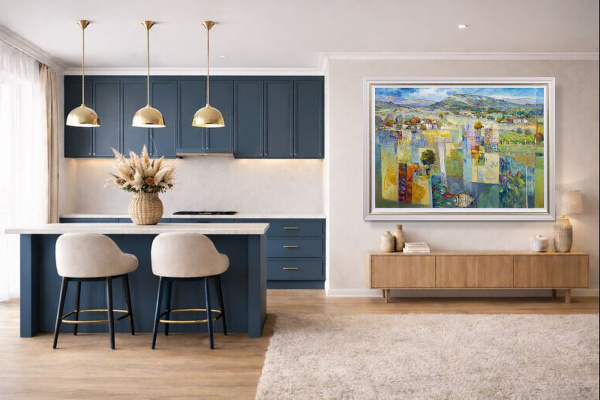 Nature’s Present by Mario Malfer, original painting, in room