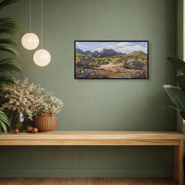 Magnificent Chisos Mountains by Carla Bosch, original painting, in room