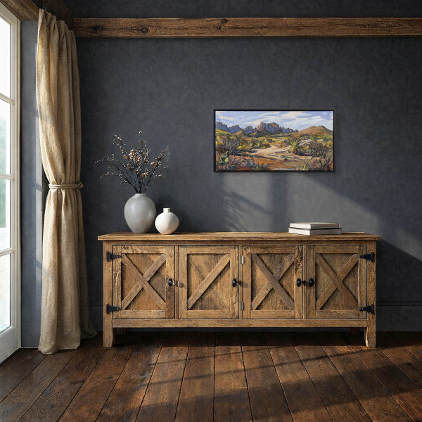 Magnificent Chisos Mountains by Carla Bosch, original painting, in room