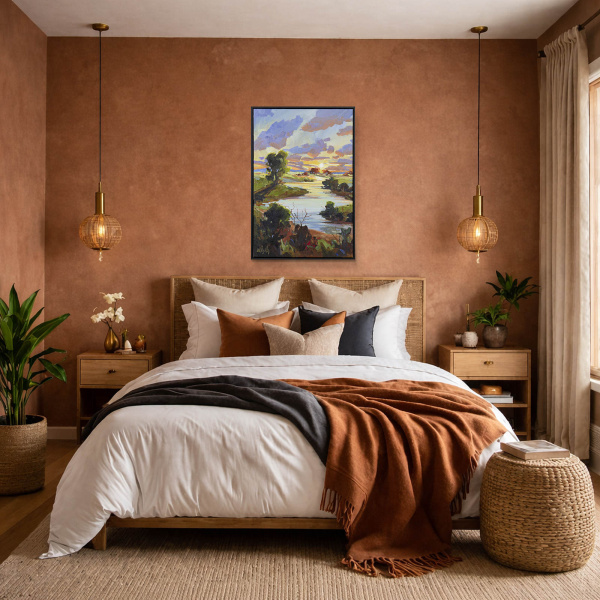 Mellow Afternoon by Carla Bosch, original painting, in room