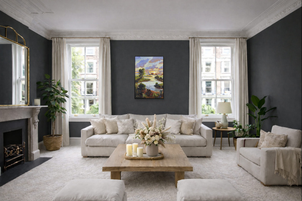 Mellow Afternoon by Carla Bosch, original painting, in room