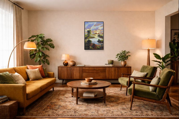 Mellow Afternoon by Carla Bosch, original painting, in room