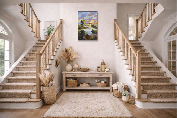 Mellow Afternoon by Carla Bosch, original painting, in room