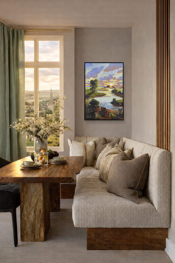 Mellow Afternoon by Carla Bosch, original painting, in room