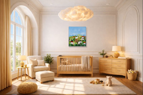 Houses by Sunita Khedekar, original painting, in room