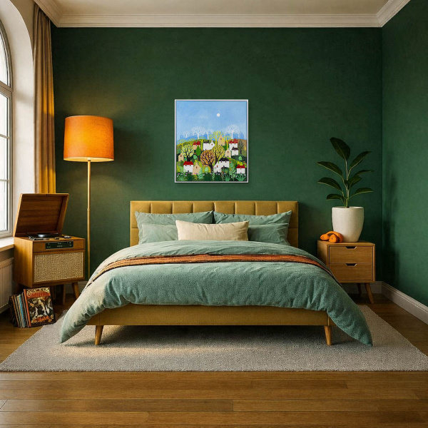 Houses by Sunita Khedekar, original painting, in room