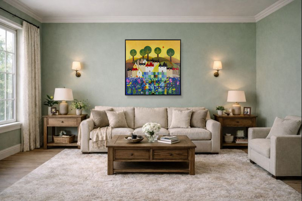 Bright Sunny Day by Sunita Khedekar, original painting, in room