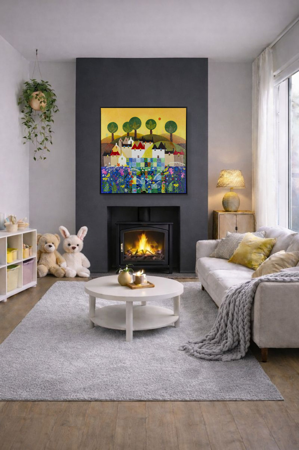 Bright Sunny Day by Sunita Khedekar, original painting, in room