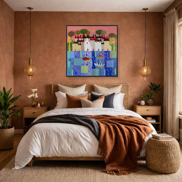 Reflection by Sunita Khedekar, original painting, in room