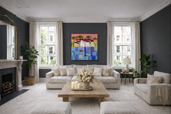 Reflection by Sunita Khedekar, original painting, in room
