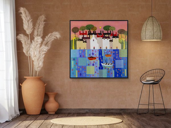 Reflection by Sunita Khedekar, original painting, in room