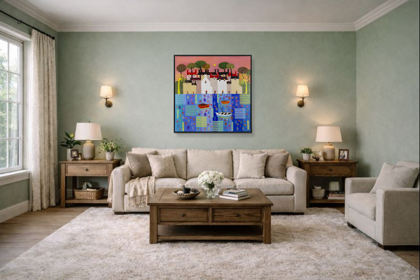 Reflection by Sunita Khedekar, original painting, in room