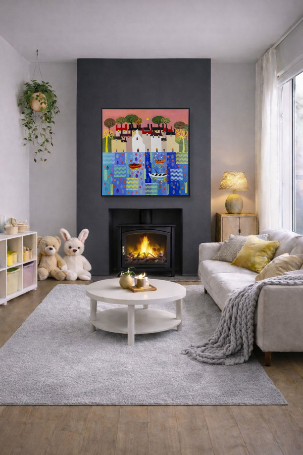 Reflection by Sunita Khedekar, original painting, in room