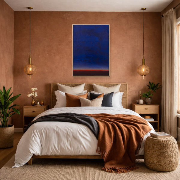 Silent Horizon by Rubén Calatayud (Arken), original painting, in room