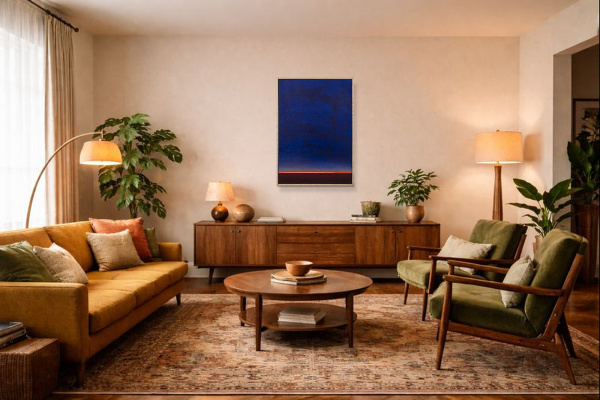 Silent Horizon by Rubén Calatayud (Arken), original painting, in room