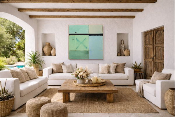 Lunar Coordinates by De Tomàs, original painting, in room