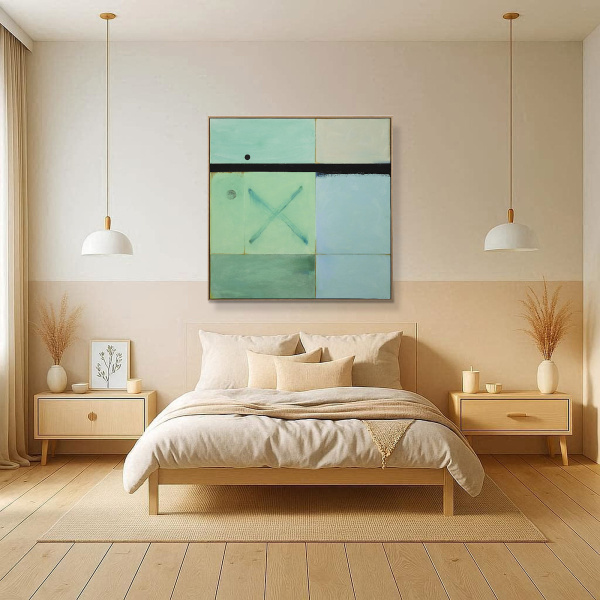Lunar Coordinates by De Tomàs, original painting, in room