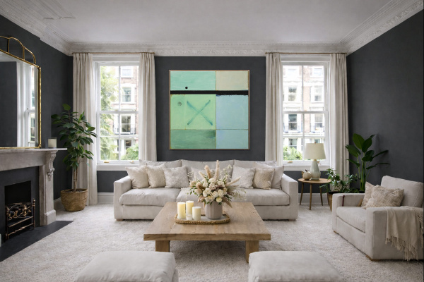 Lunar Coordinates by De Tomàs, original painting, in room