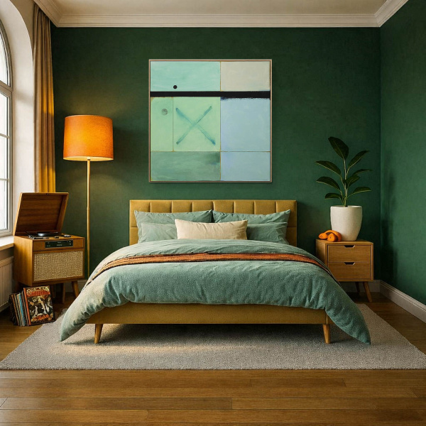 Lunar Coordinates by De Tomàs, original painting, in room