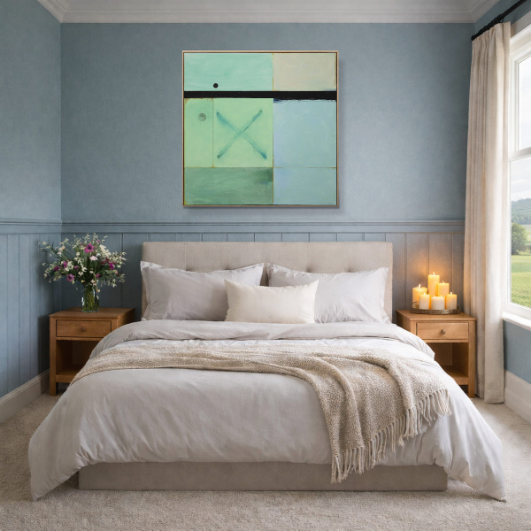 Lunar Coordinates by De Tomàs, original painting, in room