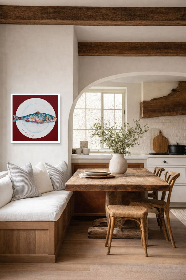 La Sardine (Original) by Giles Ward, original painting, in room