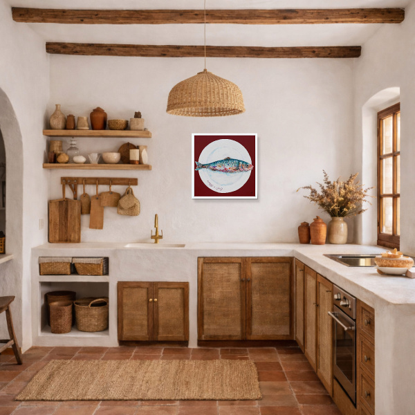 La Sardine (Original) by Giles Ward, original painting, in room