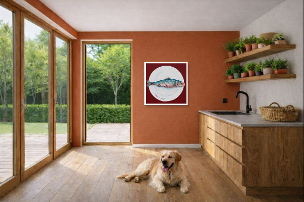 La Sardine (Original) by Giles Ward, original painting, in room