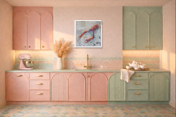 Langoustine Seas (Original) by Giles Ward, original painting, in room
