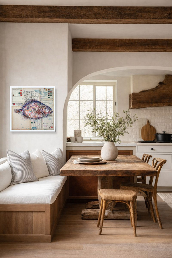 John Dory Scales (Original) by Giles Ward, original painting, in room