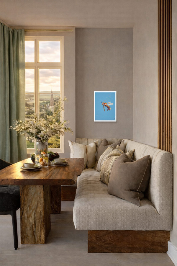 Be More Bee II (Original) by Giles Ward, original painting, in room