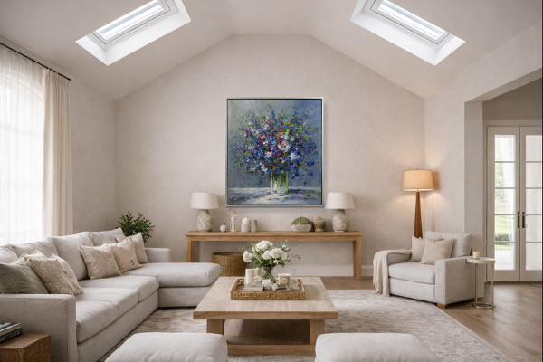 Rhapsody In Blue by Gerhard Nesvadba, original painting, in room