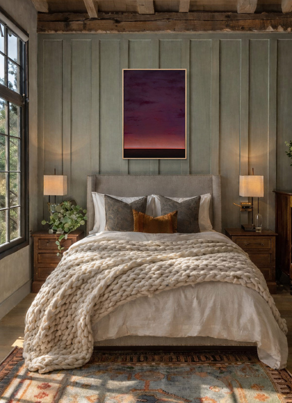 The Last Glow by Rubén Calatayud (Arken), original painting, in room