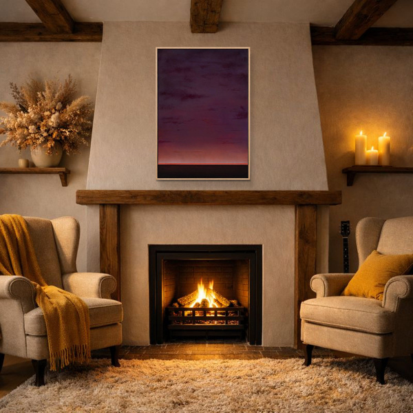 The Last Glow by Rubén Calatayud (Arken), original painting, in room