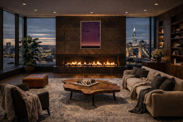 The Last Glow by Rubén Calatayud (Arken), original painting, in room