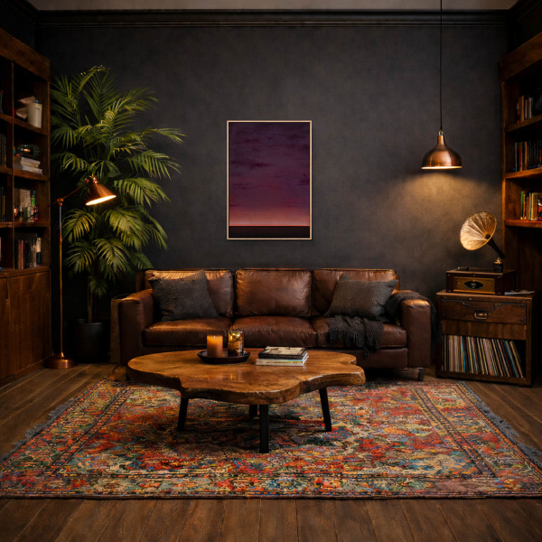 The Last Glow by Rubén Calatayud (Arken), original painting, in room