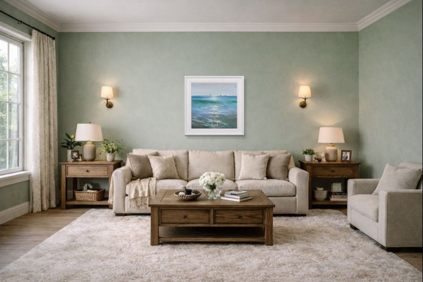 Off The Coast by Ben Payne, original painting, in room