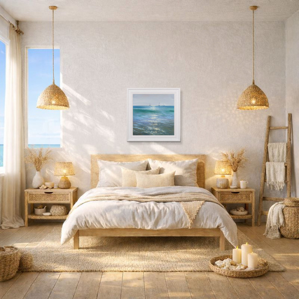 Off The Coast by Ben Payne, original painting, in room