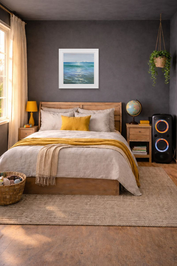 Off The Coast by Ben Payne, original painting, in room