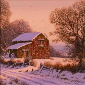 Pheasants In The Snow by Edward Hersey, oil on panel, thumbnail image