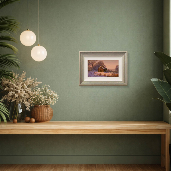 Warm Winter Sunrise by Edward Hersey, original painting, in room