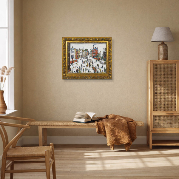 Street Scene after L.S.Lowry by David Henty, original painting, in room